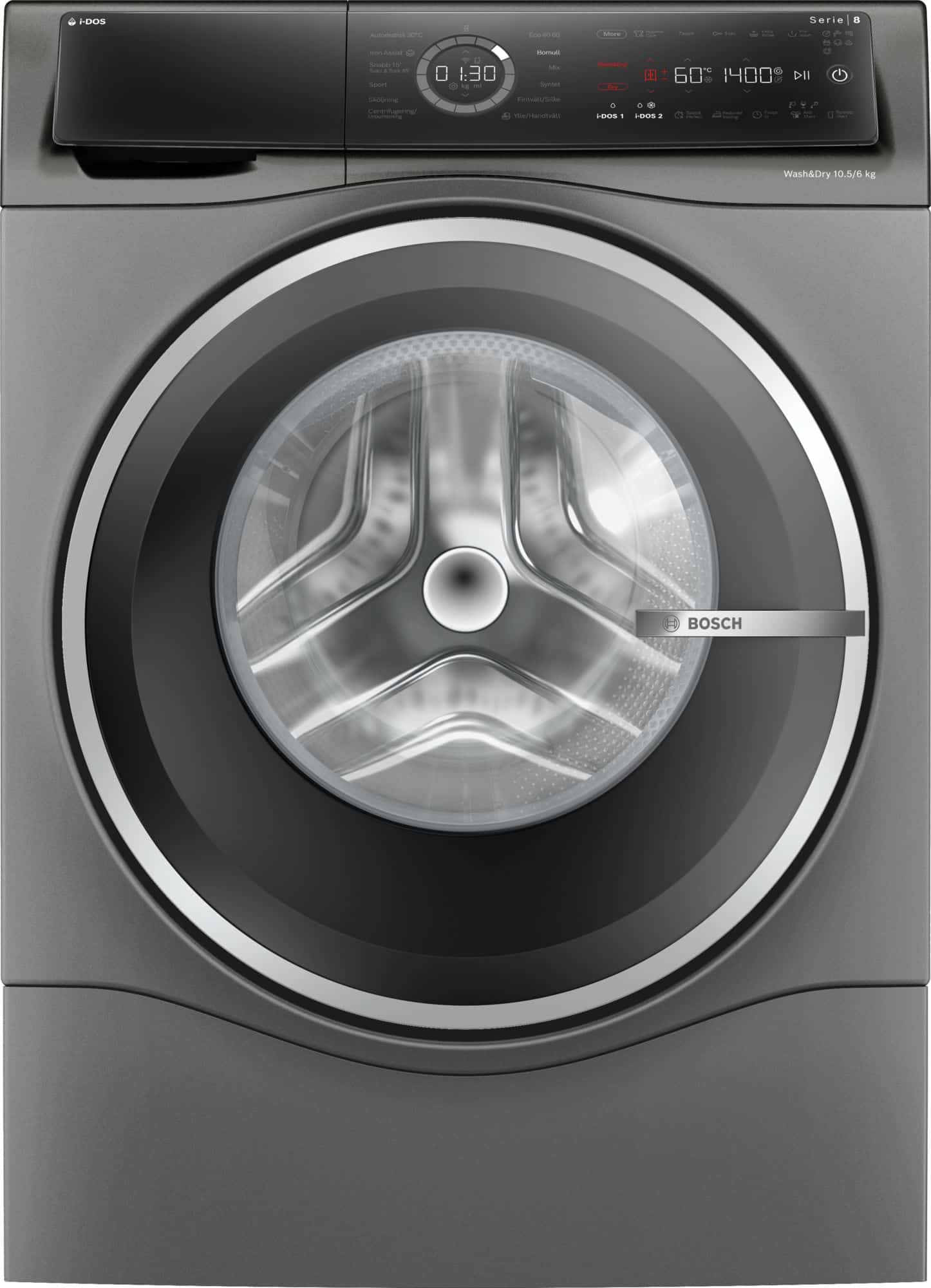 Bosch Serie 8 Kombineret vask og tør 10.5/6 kg maks. 1400 omdr./min., Antracitgrå WNC254ARSN